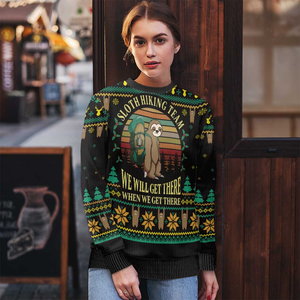 Sloth Team Christmas Holiday Ugly Christmas Sweater Sloth Hiking Team DT04 - Wonder Print Shop