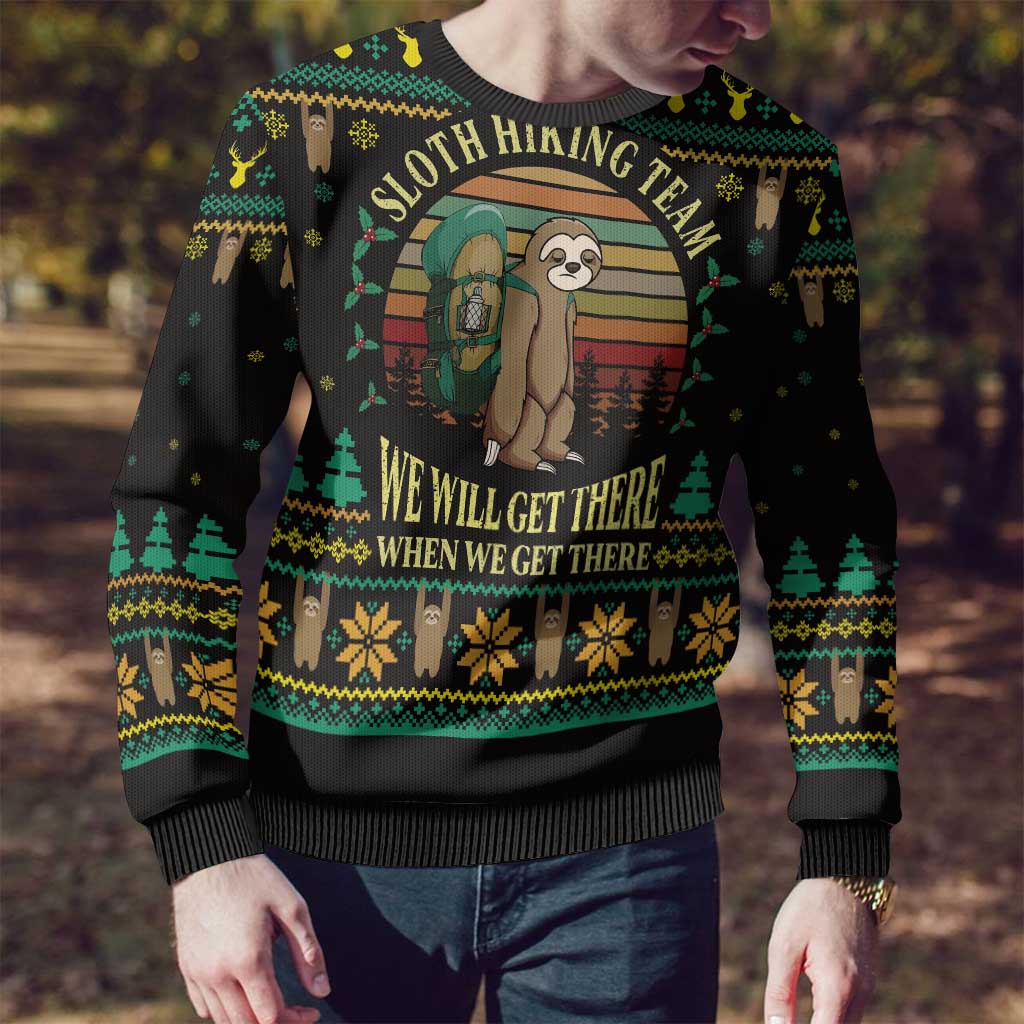 Sloth Team Christmas Holiday Ugly Christmas Sweater Sloth Hiking Team DT04 - Wonder Print Shop