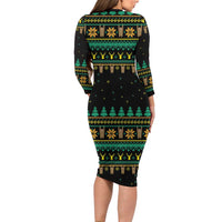 Sloth Team Christmas Holiday Long Sleeve Bodycon Dress Sloth Hiking Team DT04 - Wonder Print Shop
