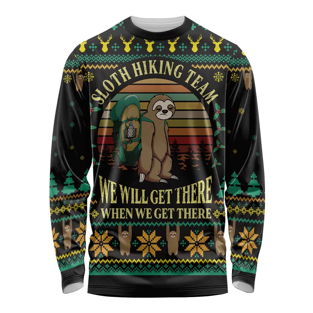 Sloth Team Christmas Holiday Long Sleeve Shirt Sloth Hiking Team DT04 - Wonder Print Shop