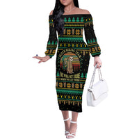 Sloth Team Christmas Holiday Off The Shoulder Long Sleeve Dress Sloth Hiking Team DT04 - Wonder Print Shop