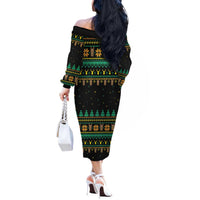 Sloth Team Christmas Holiday Off The Shoulder Long Sleeve Dress Sloth Hiking Team DT04 - Wonder Print Shop