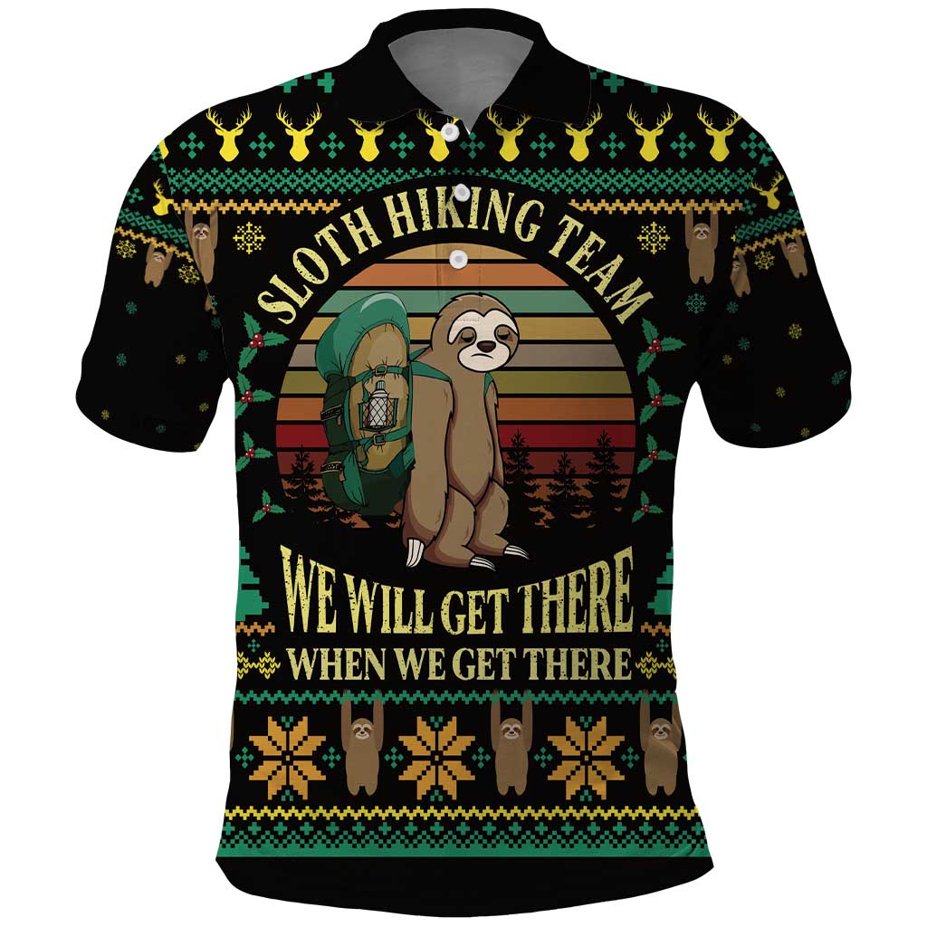 Sloth Team Christmas Holiday Polo Shirt Sloth Hiking Team DT04 - Wonder Print Shop