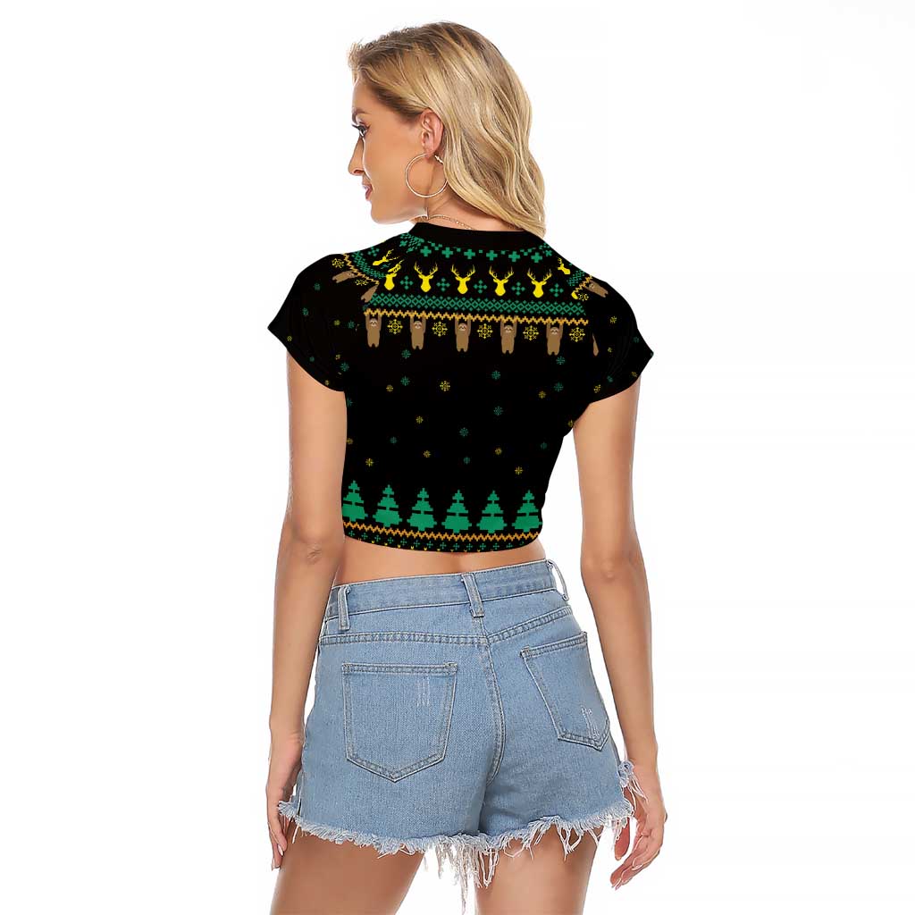 Sloth Team Christmas Holiday Raglan Cropped T Shirt Sloth Hiking Team DT04 - Wonder Print Shop