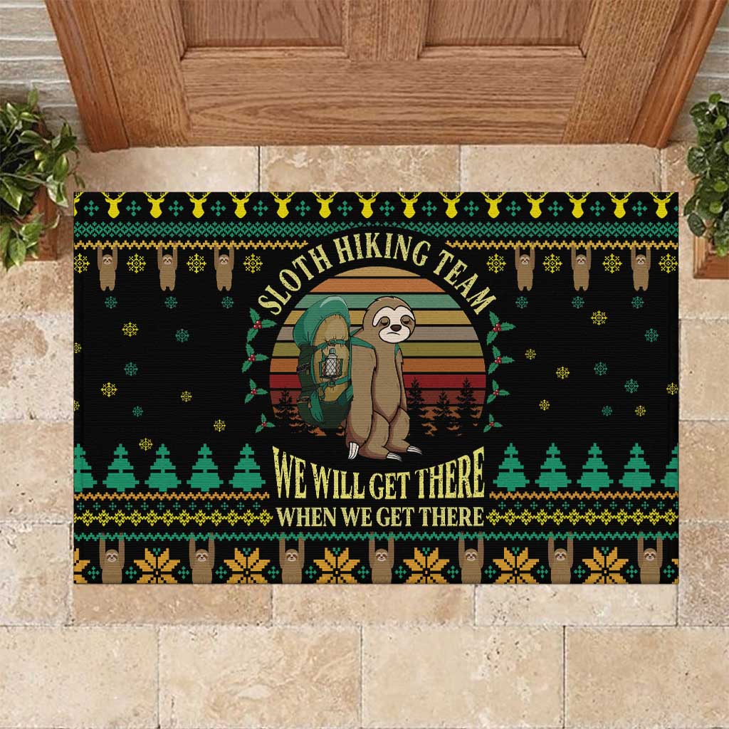 Sloth Team Christmas Holiday Rubber Doormat Sloth Hiking Team DT04 - Wonder Print Shop