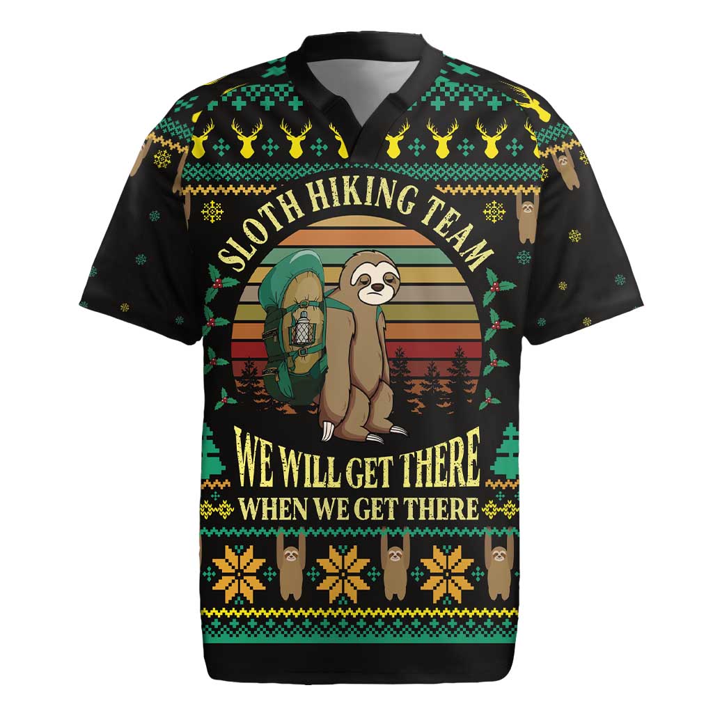 Sloth Team Christmas Holiday Rugby Jersey Sloth Hiking Team DT04 - Wonder Print Shop