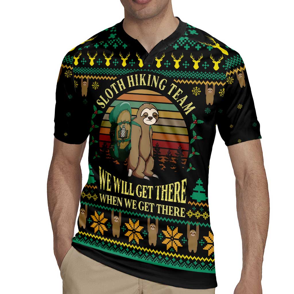 Sloth Team Christmas Holiday Rugby Jersey Sloth Hiking Team DT04 - Wonder Print Shop