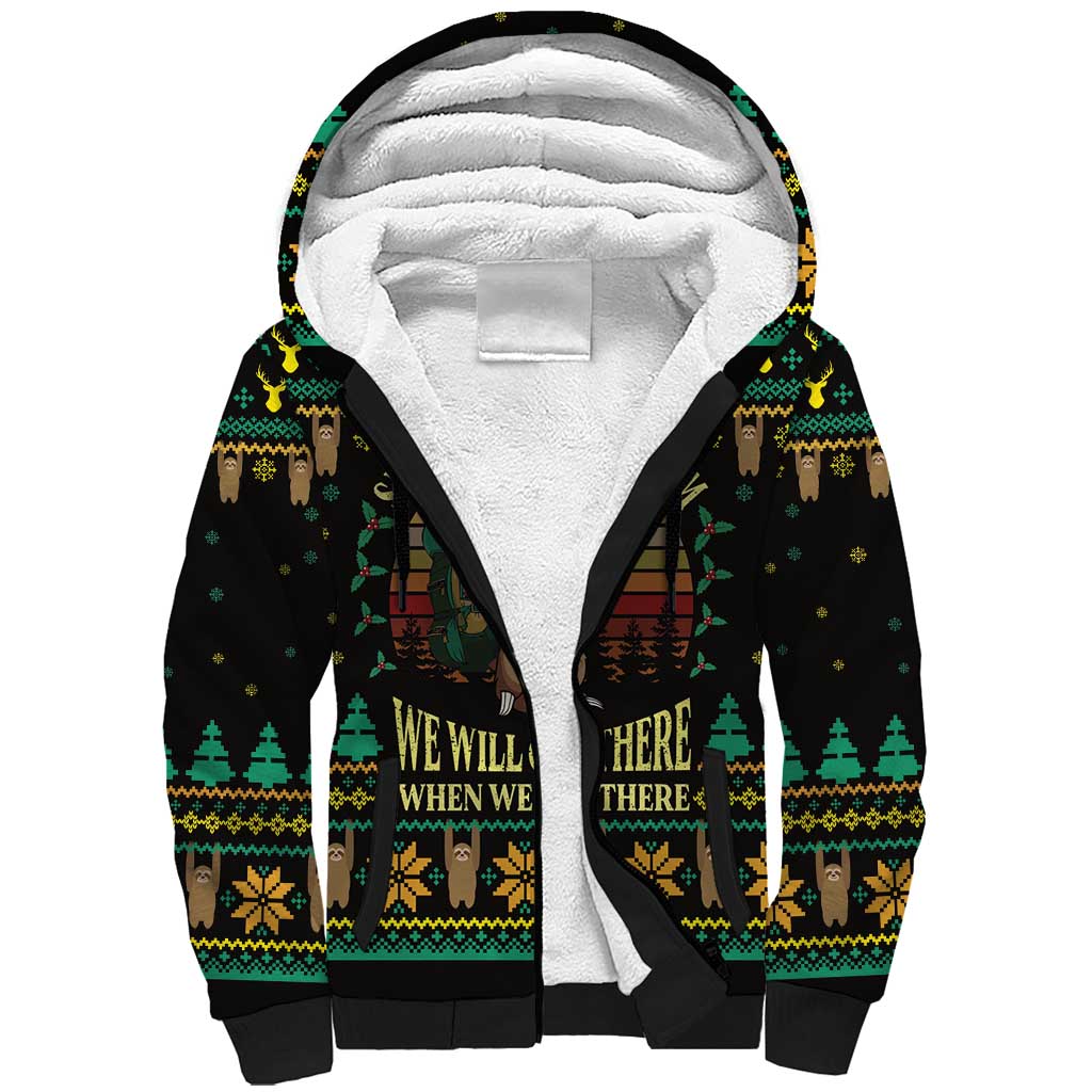 Sloth Team Christmas Holiday Sherpa Hoodie Sloth Hiking Team DT04 - Wonder Print Shop