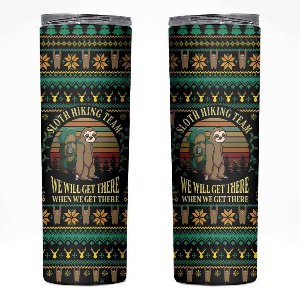 Sloth Team Christmas Holiday Skinny Tumbler Sloth Hiking Team DT04 - Wonder Print Shop