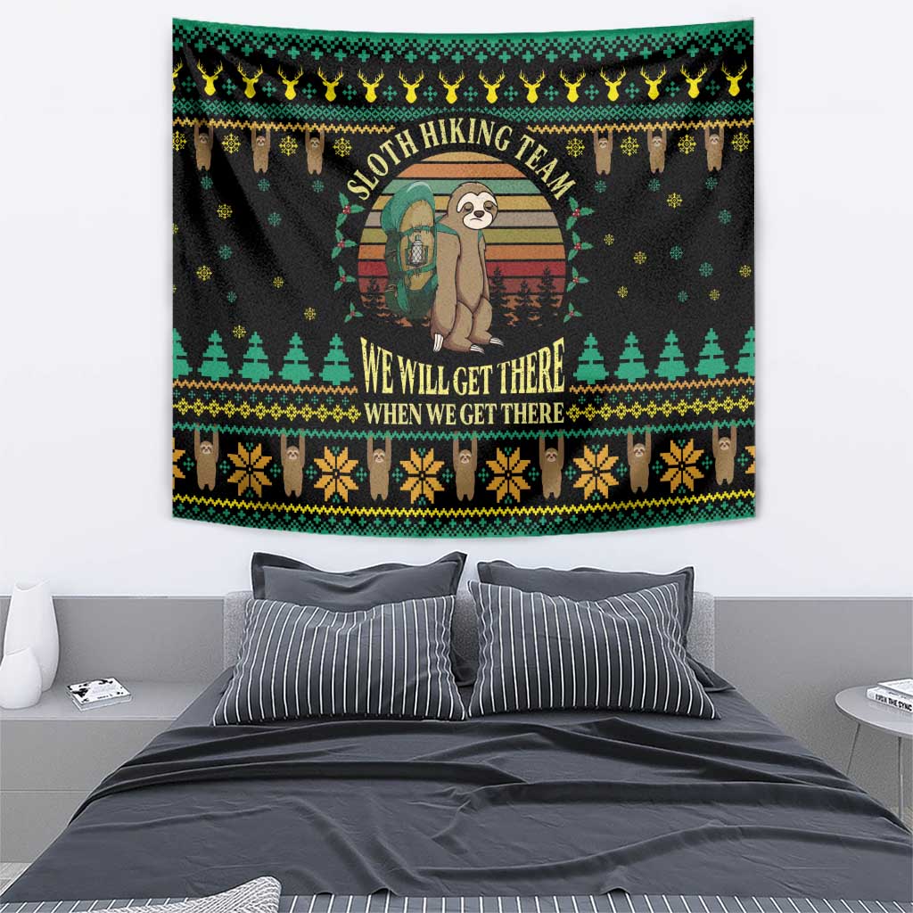 Sloth Team Christmas Holiday Tapestry Sloth Hiking Team DT04 - Wonder Print Shop