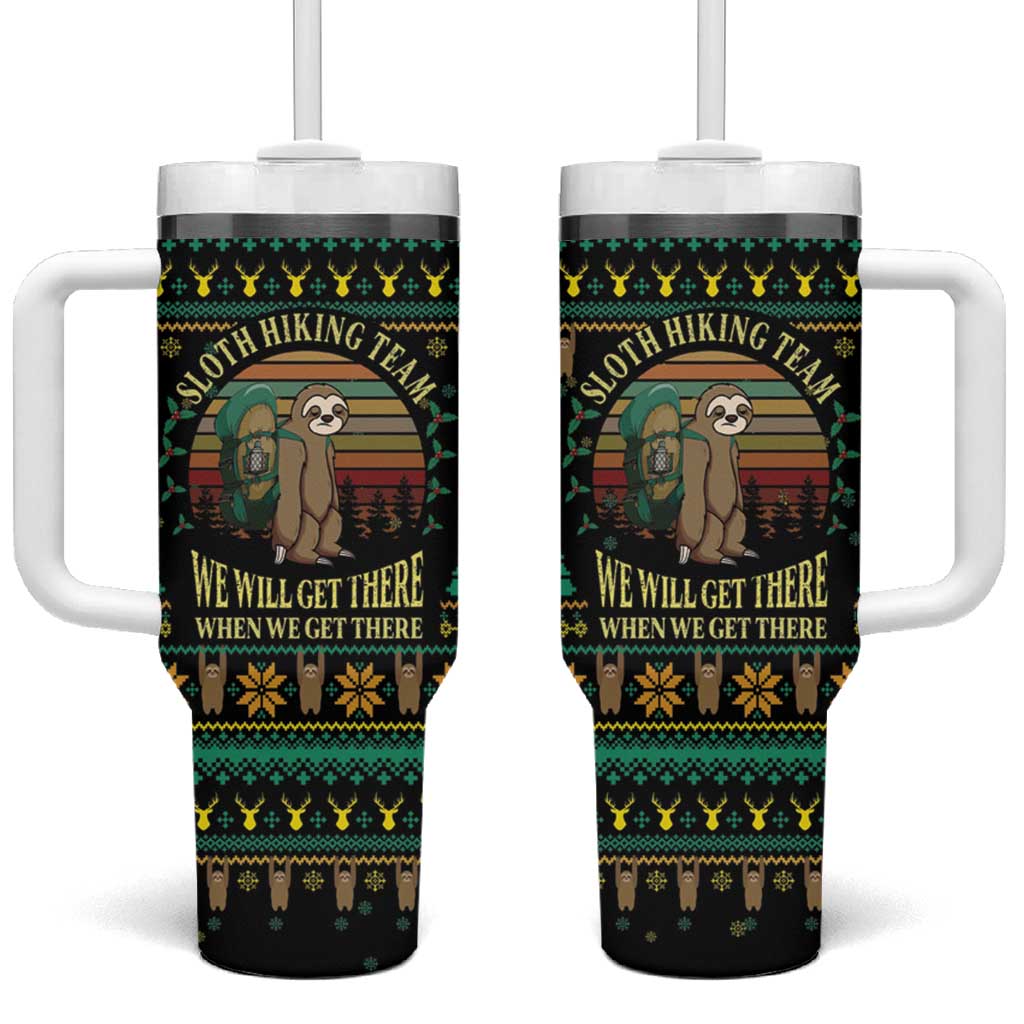 Sloth Team Christmas Holiday Tumbler With Handle Sloth Hiking Team DT04 - Wonder Print Shop