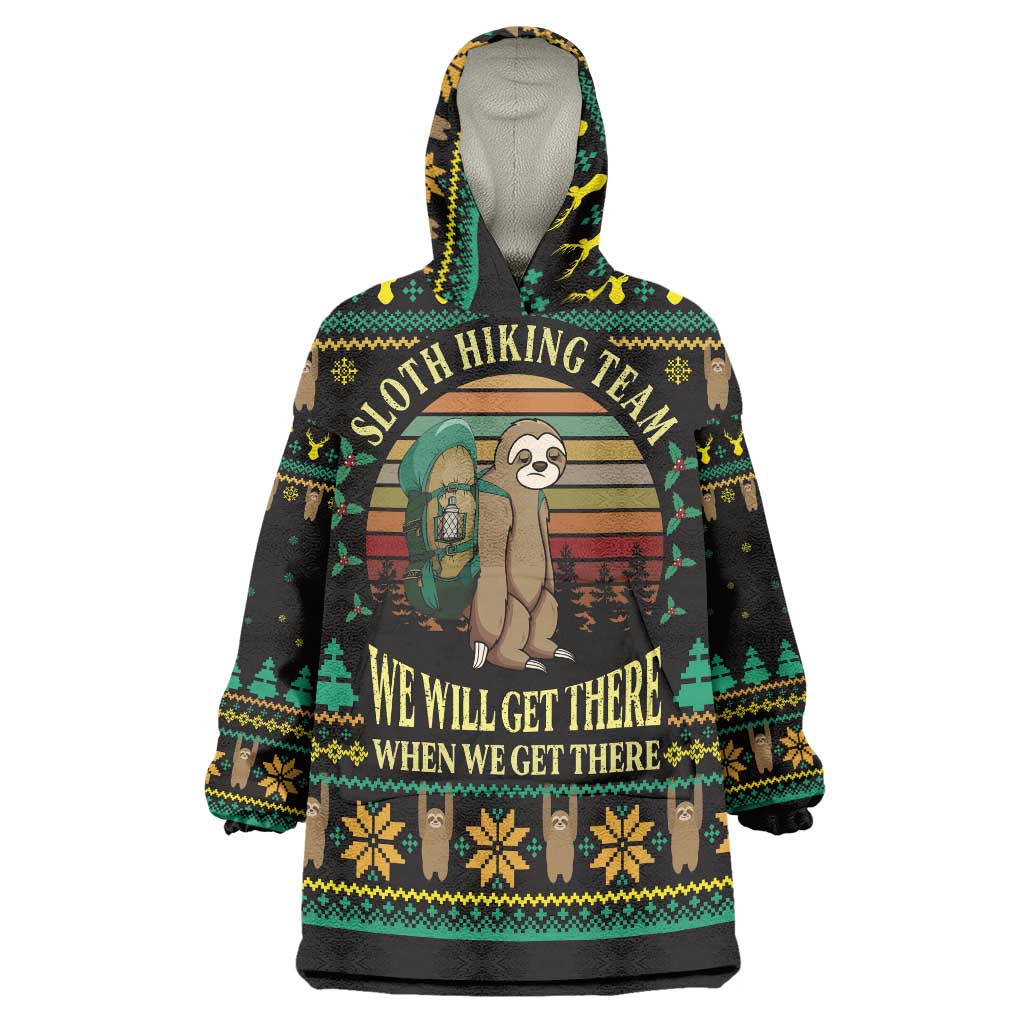 Sloth Team Christmas Holiday Wearable Blanket Hoodie Sloth Hiking Team DT04 - Wonder Print Shop