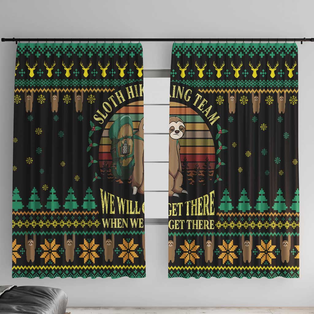 Sloth Team Christmas Holiday Window Curtain Sloth Hiking Team DT04 - Wonder Print Shop