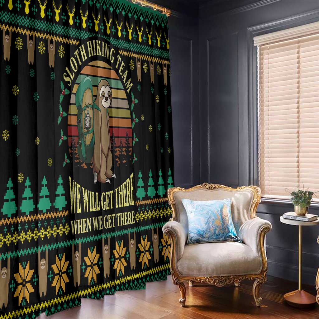 Sloth Team Christmas Holiday Window Curtain Sloth Hiking Team DT04 - Wonder Print Shop