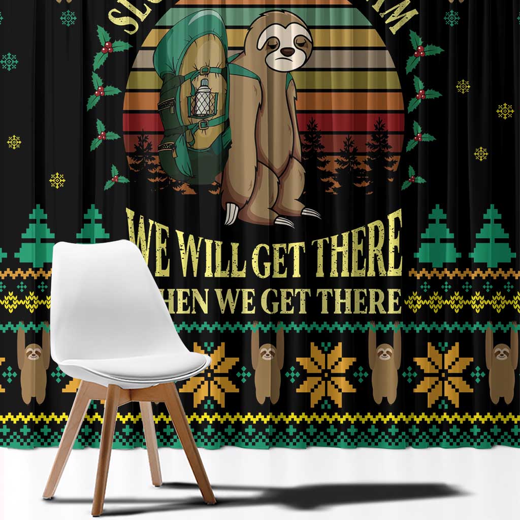 Sloth Team Christmas Holiday Window Curtain Sloth Hiking Team DT04 - Wonder Print Shop