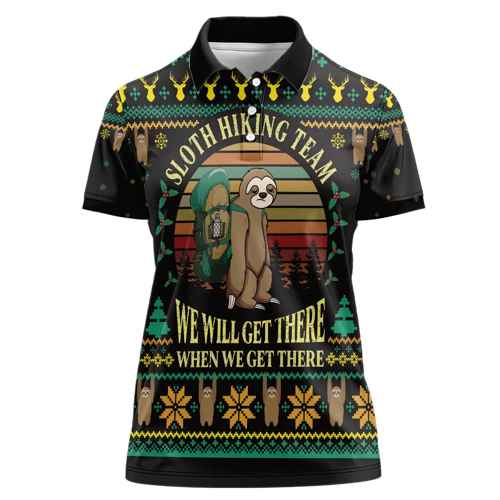 Sloth Team Christmas Holiday Women Polo Shirt Sloth Hiking Team DT04 - Wonder Print Shop
