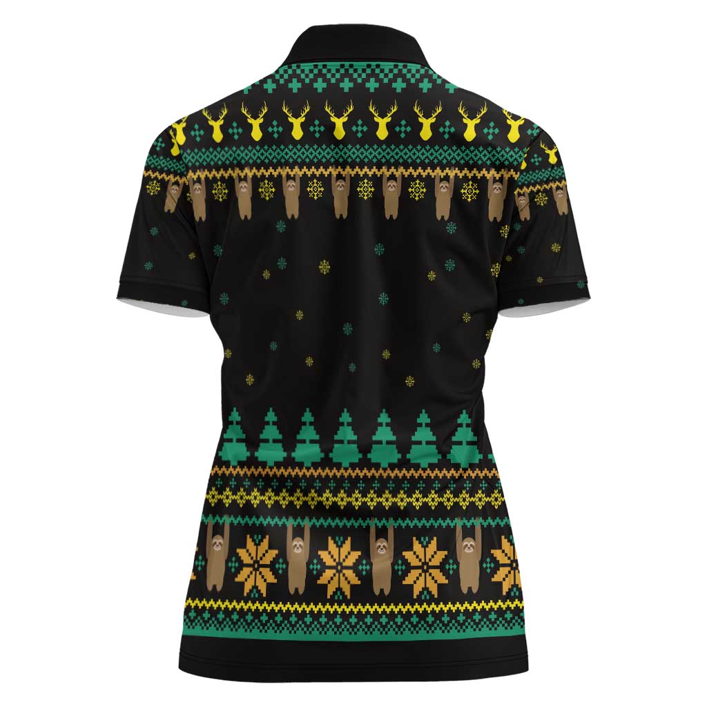 Sloth Team Christmas Holiday Women Polo Shirt Sloth Hiking Team DT04 - Wonder Print Shop
