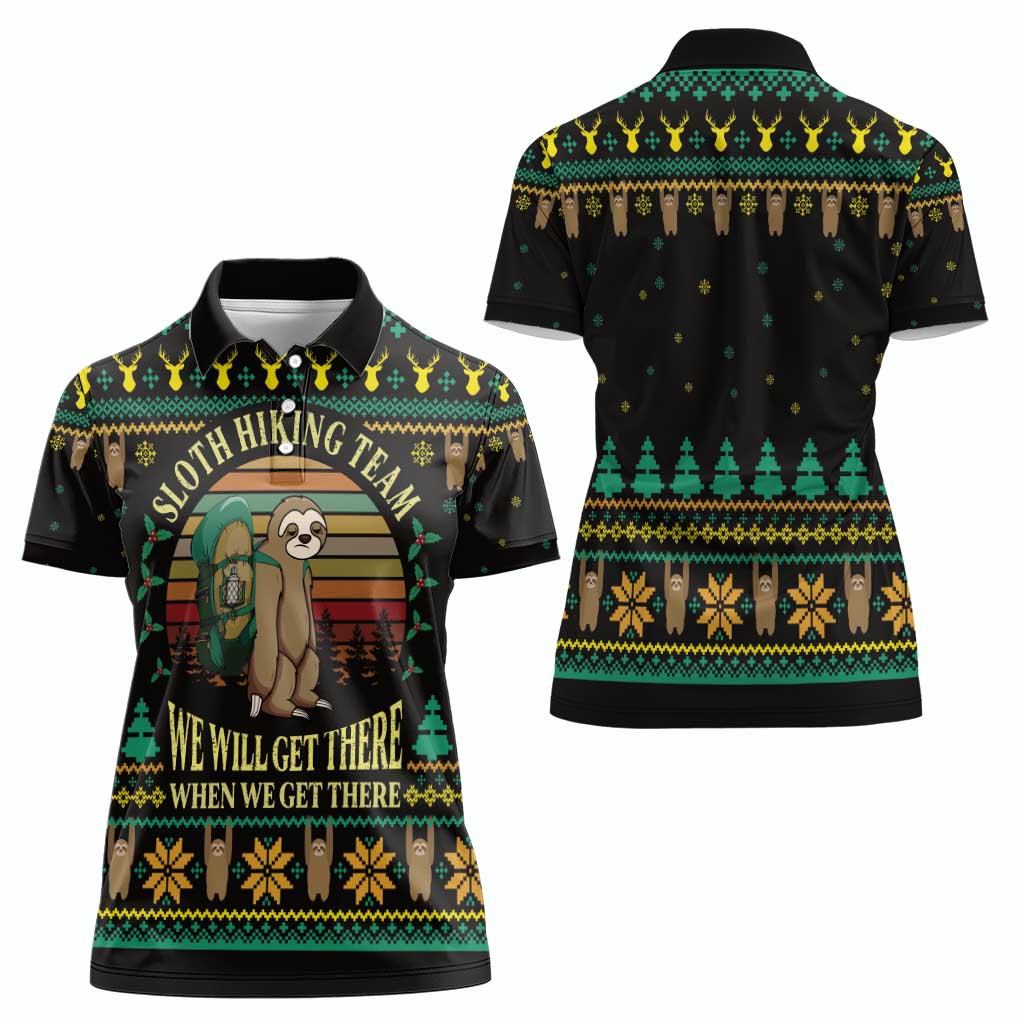 Sloth Team Christmas Holiday Women Polo Shirt Sloth Hiking Team DT04 - Wonder Print Shop