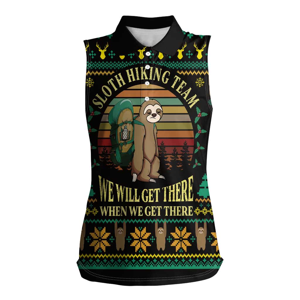 Sloth Team Christmas Holiday Women Sleeveless Polo Shirt Sloth Hiking Team DT04 - Wonder Print Shop