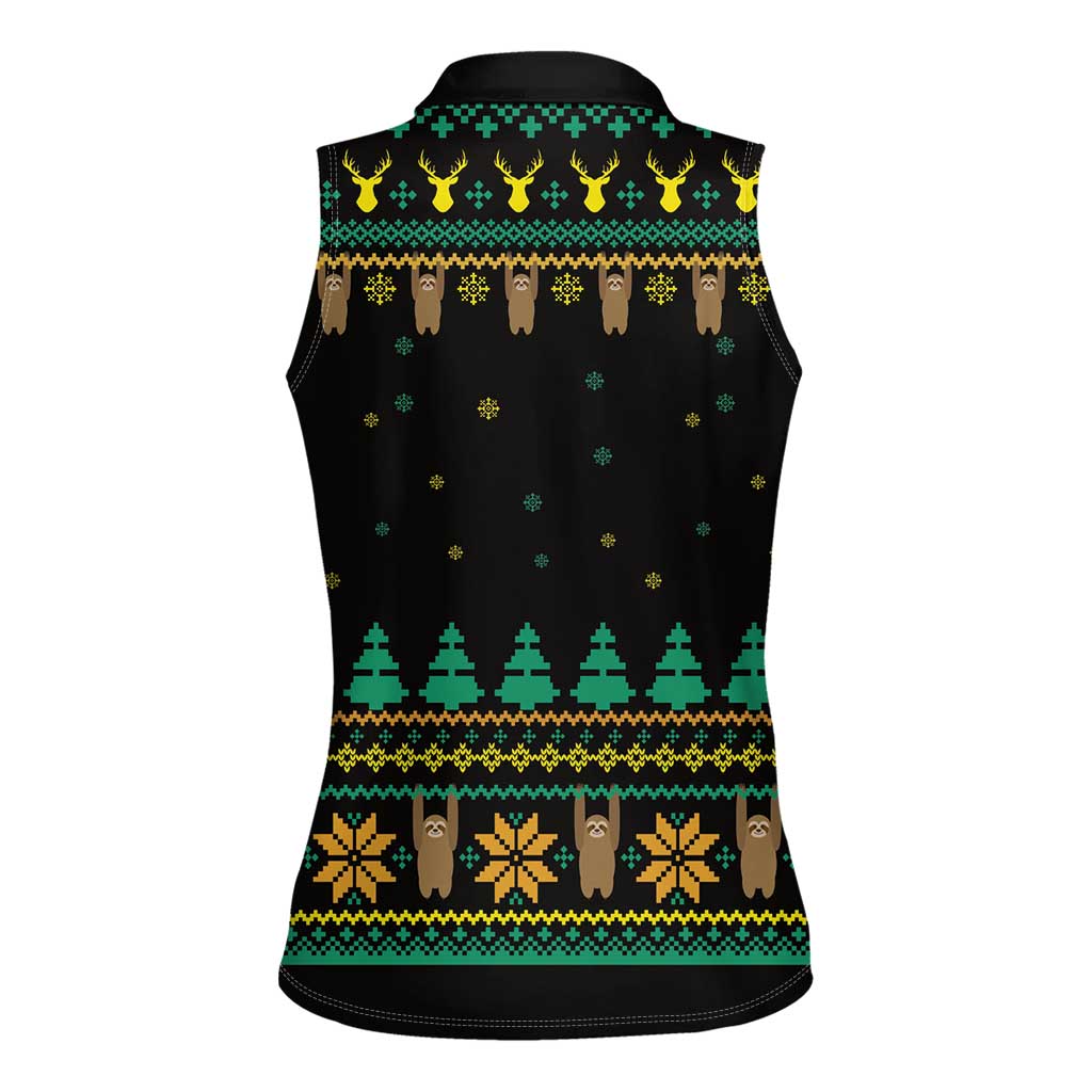 Sloth Team Christmas Holiday Women Sleeveless Polo Shirt Sloth Hiking Team DT04 - Wonder Print Shop