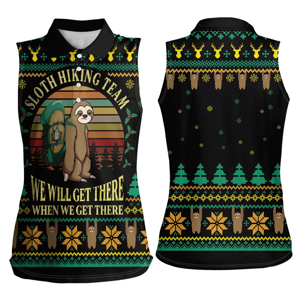 Sloth Team Christmas Holiday Women Sleeveless Polo Shirt Sloth Hiking Team DT04 - Wonder Print Shop