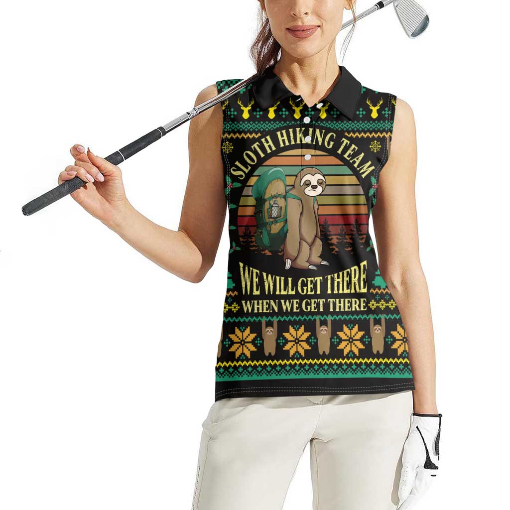 Sloth Team Christmas Holiday Women Sleeveless Polo Shirt Sloth Hiking Team DT04 - Wonder Print Shop