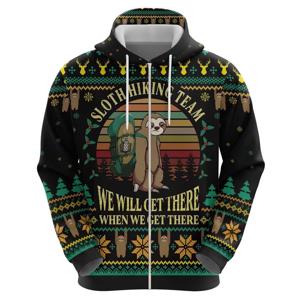 Sloth Team Christmas Holiday Zip Hoodie Sloth Hiking Team DT04 - Wonder Print Shop