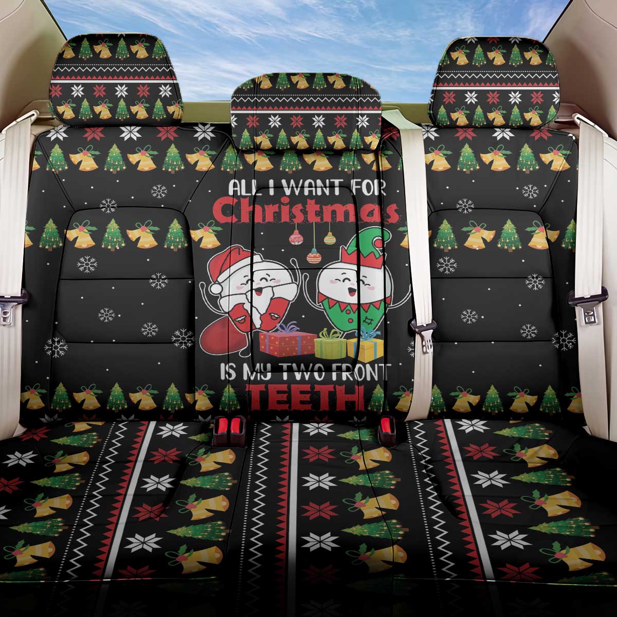 All I Want For Christmas Is My Two Front Teeth Back Car Seat Cover DT04 - Wonder Print Shop