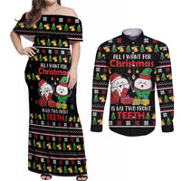 All I Want For Christmas Is My Two Front Teeth Couples Matching Off Shoulder Maxi Dress and Long Sleeve Button Shirt DT04 - Wonder Print Shop