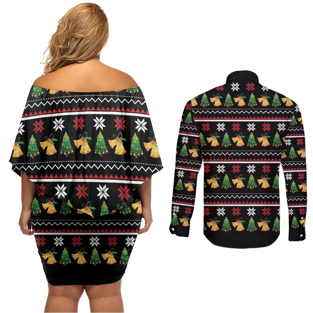 All I Want For Christmas Is My Two Front Teeth Couples Matching Off Shoulder Short Dress and Long Sleeve Button Shirt DT04 - Wonder Print Shop