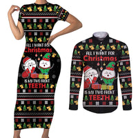 All I Want For Christmas Is My Two Front Teeth Couples Matching Short Sleeve Bodycon Dress and Long Sleeve Button Shirt DT04 - Wonder Print Shop