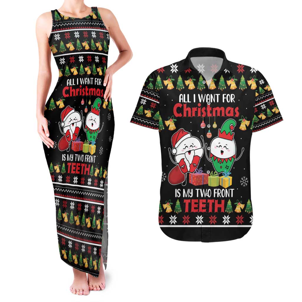 All I Want For Christmas Is My Two Front Teeth Couples Matching Tank Maxi Dress and Hawaiian Shirt DT04 - Wonder Print Shop