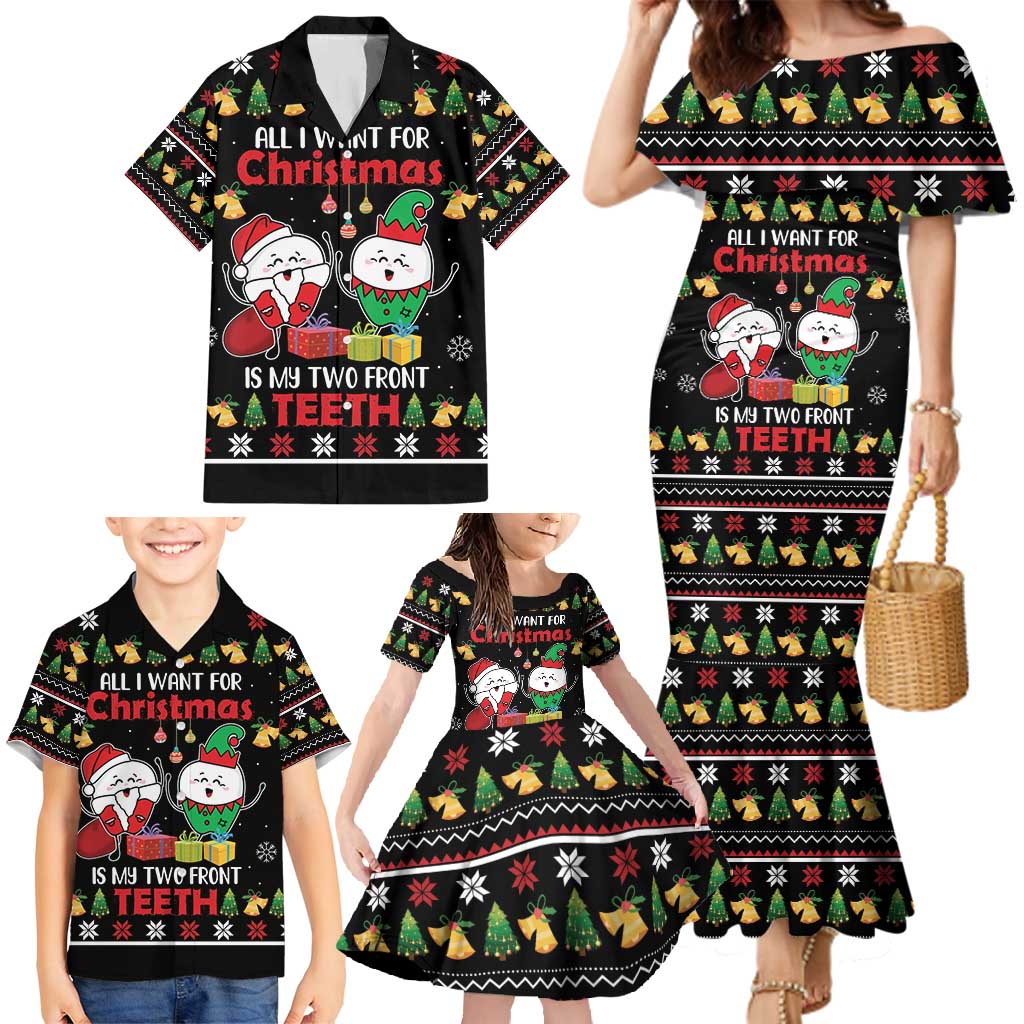 All I Want For Christmas Is My Two Front Teeth Family Matching Mermaid Dress and Hawaiian Shirt DT04 - Wonder Print Shop