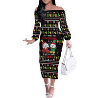 All I Want For Christmas Is My Two Front Teeth Family Matching Off The Shoulder Long Sleeve Dress and Hawaiian Shirt DT04 - Wonder Print Shop