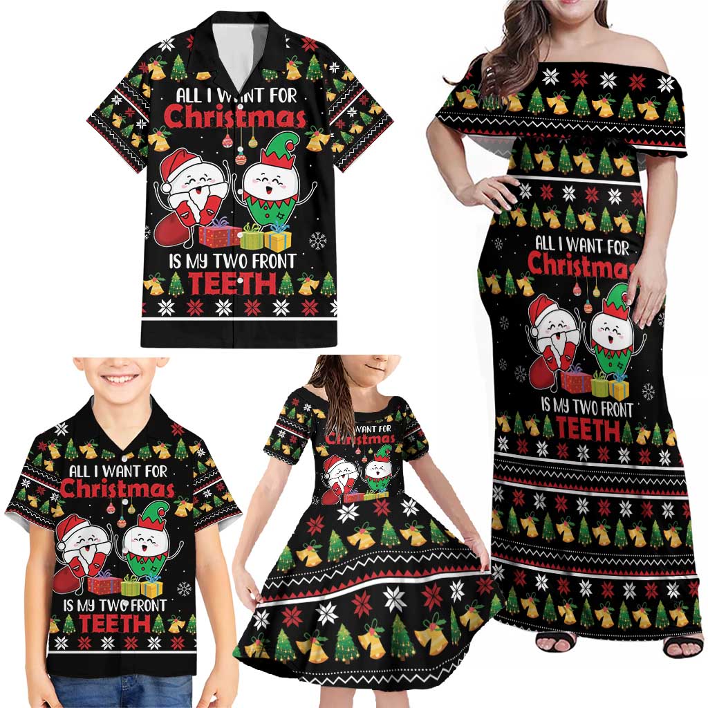 All I Want For Christmas Is My Two Front Teeth Family Matching Off Shoulder Maxi Dress and Hawaiian Shirt DT04 - Wonder Print Shop