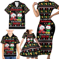 All I Want For Christmas Is My Two Front Teeth Family Matching Short Sleeve Bodycon Dress and Hawaiian Shirt DT04 - Wonder Print Shop