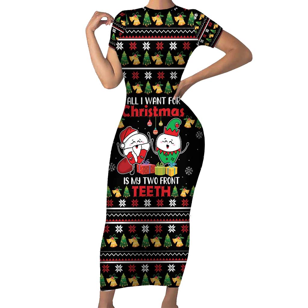 All I Want For Christmas Is My Two Front Teeth Family Matching Short Sleeve Bodycon Dress and Hawaiian Shirt DT04 - Wonder Print Shop