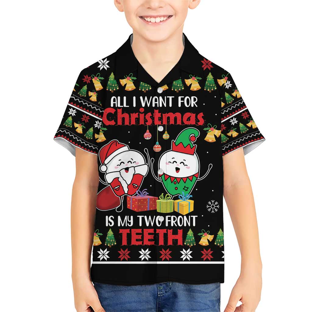 All I Want For Christmas Is My Two Front Teeth Family Matching Short Sleeve Bodycon Dress and Hawaiian Shirt DT04 - Wonder Print Shop