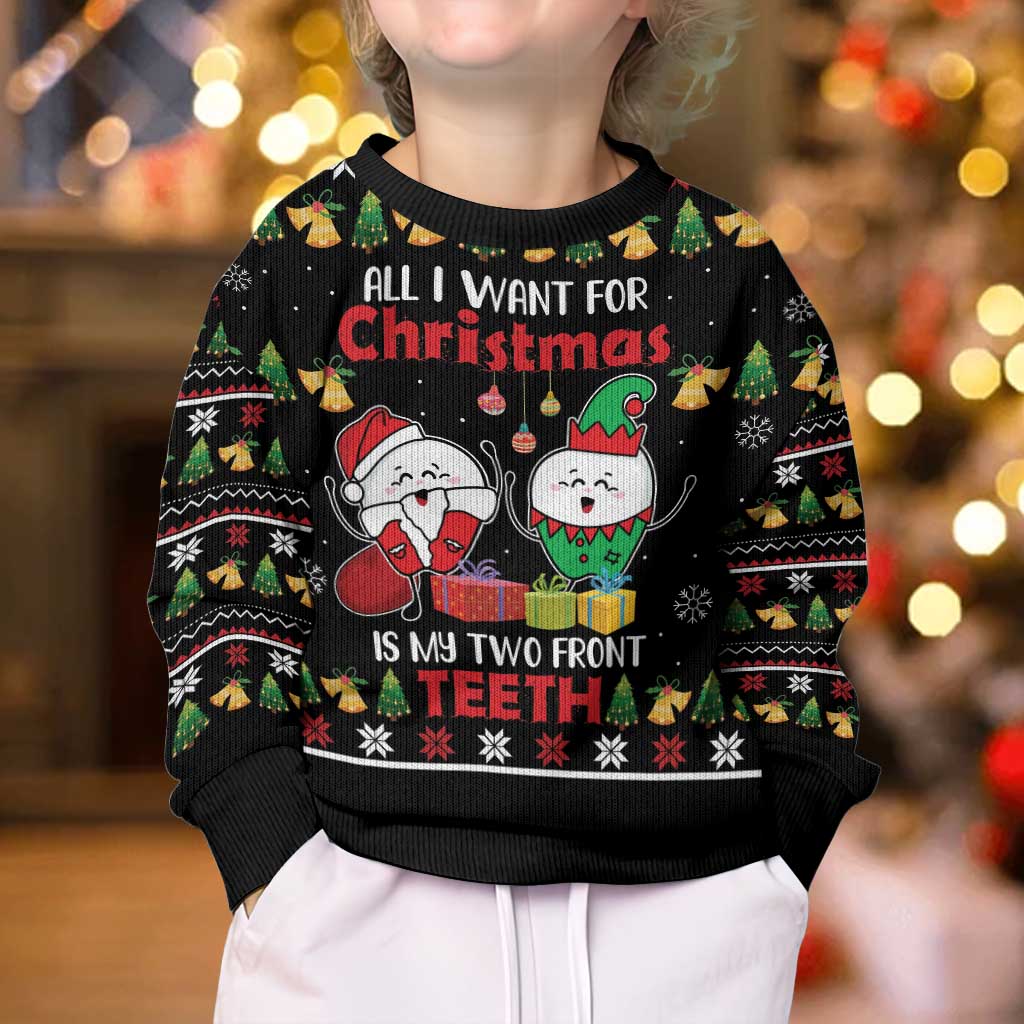 All I Want For Christmas Is My Two Front Teeth Kid Ugly Christmas Sweater DT04 - Wonder Print Shop