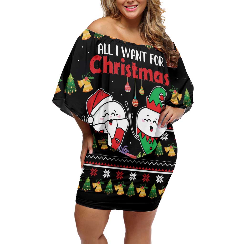 All I Want For Christmas Is My Two Front Teeth Off Shoulder Short Dress DT04 - Wonder Print Shop