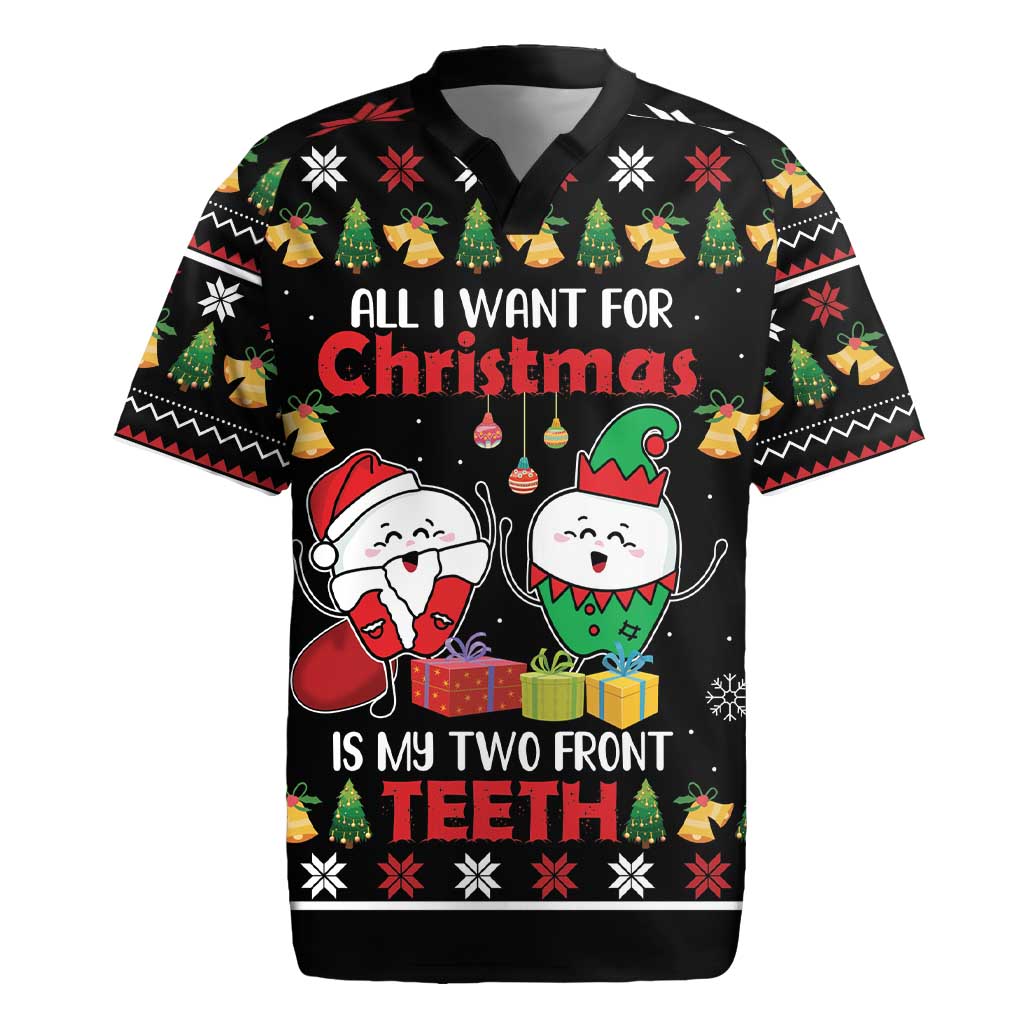 All I Want For Christmas Is My Two Front Teeth Rugby Jersey DT04 - Wonder Print Shop