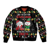 All I Want For Christmas Is My Two Front Teeth Sleeve Zip Bomber Jacket DT04 - Wonder Print Shop