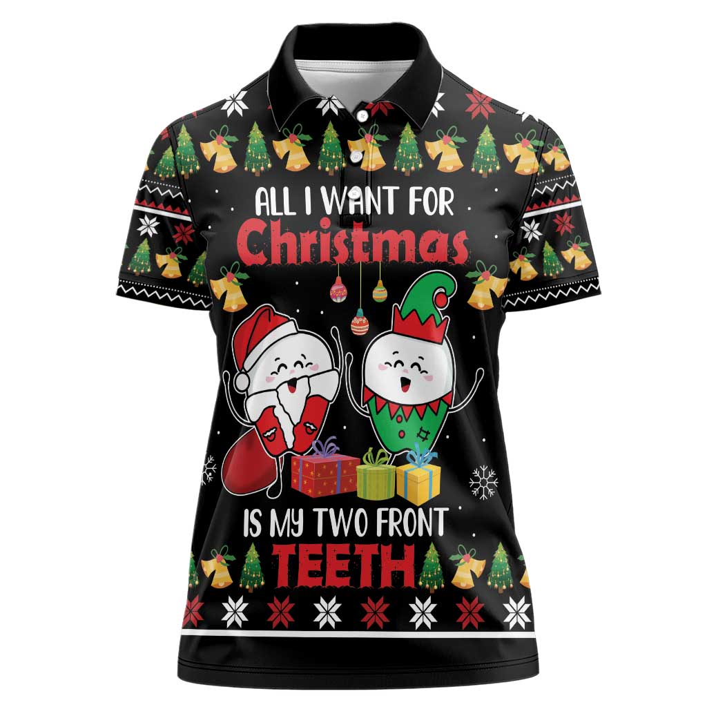 All I Want For Christmas Is My Two Front Teeth Women Polo Shirt DT04 - Wonder Print Shop