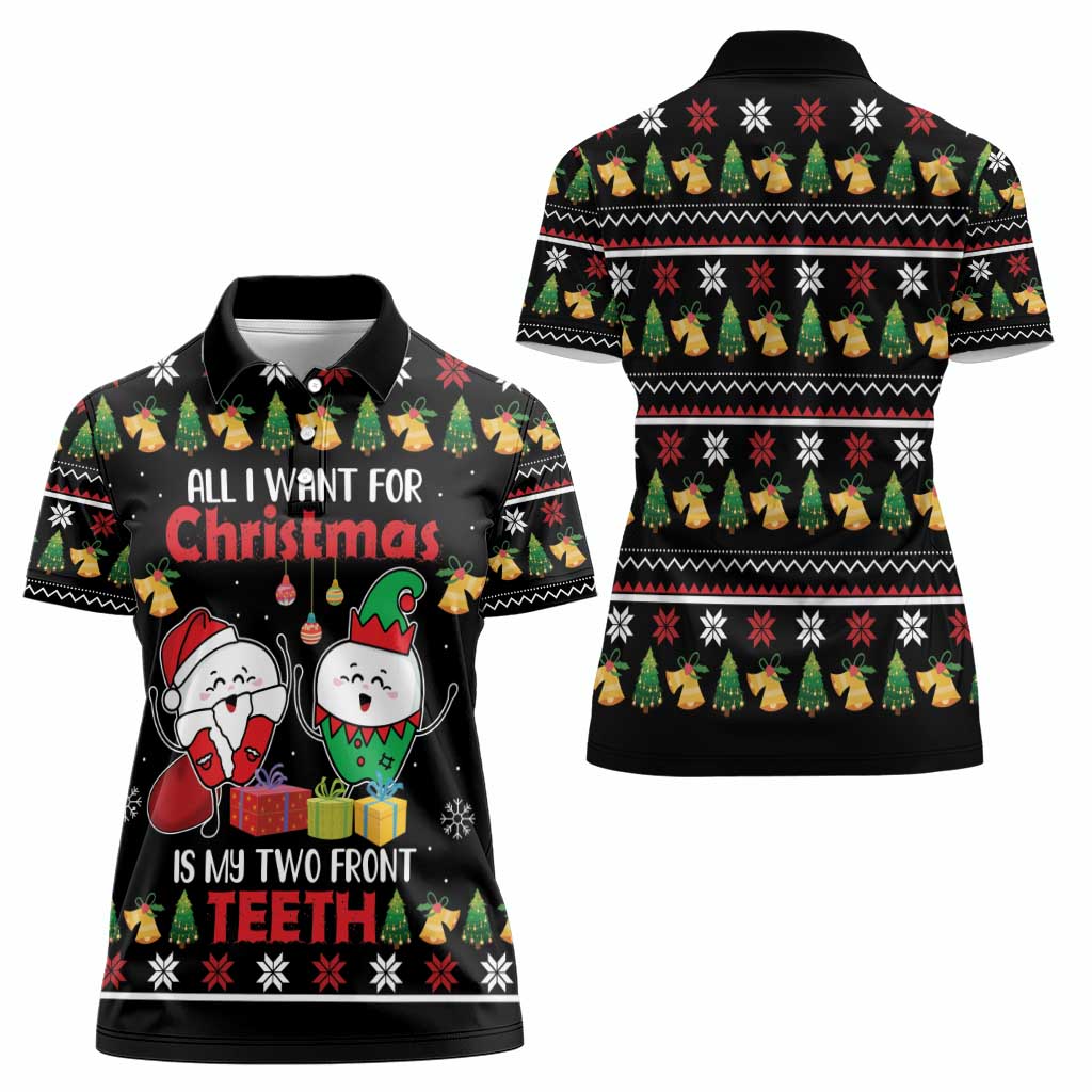 All I Want For Christmas Is My Two Front Teeth Women Polo Shirt DT04 - Wonder Print Shop