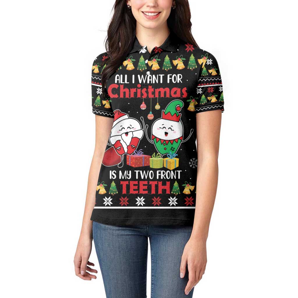 All I Want For Christmas Is My Two Front Teeth Women Polo Shirt DT04 - Wonder Print Shop