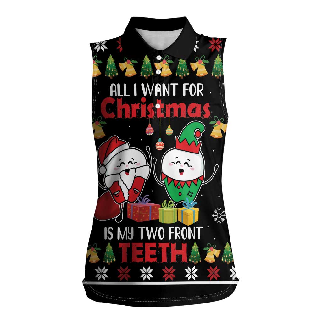 All I Want For Christmas Is My Two Front Teeth Women Sleeveless Polo Shirt DT04 - Wonder Print Shop