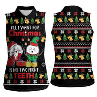 All I Want For Christmas Is My Two Front Teeth Women Sleeveless Polo Shirt DT04 - Wonder Print Shop
