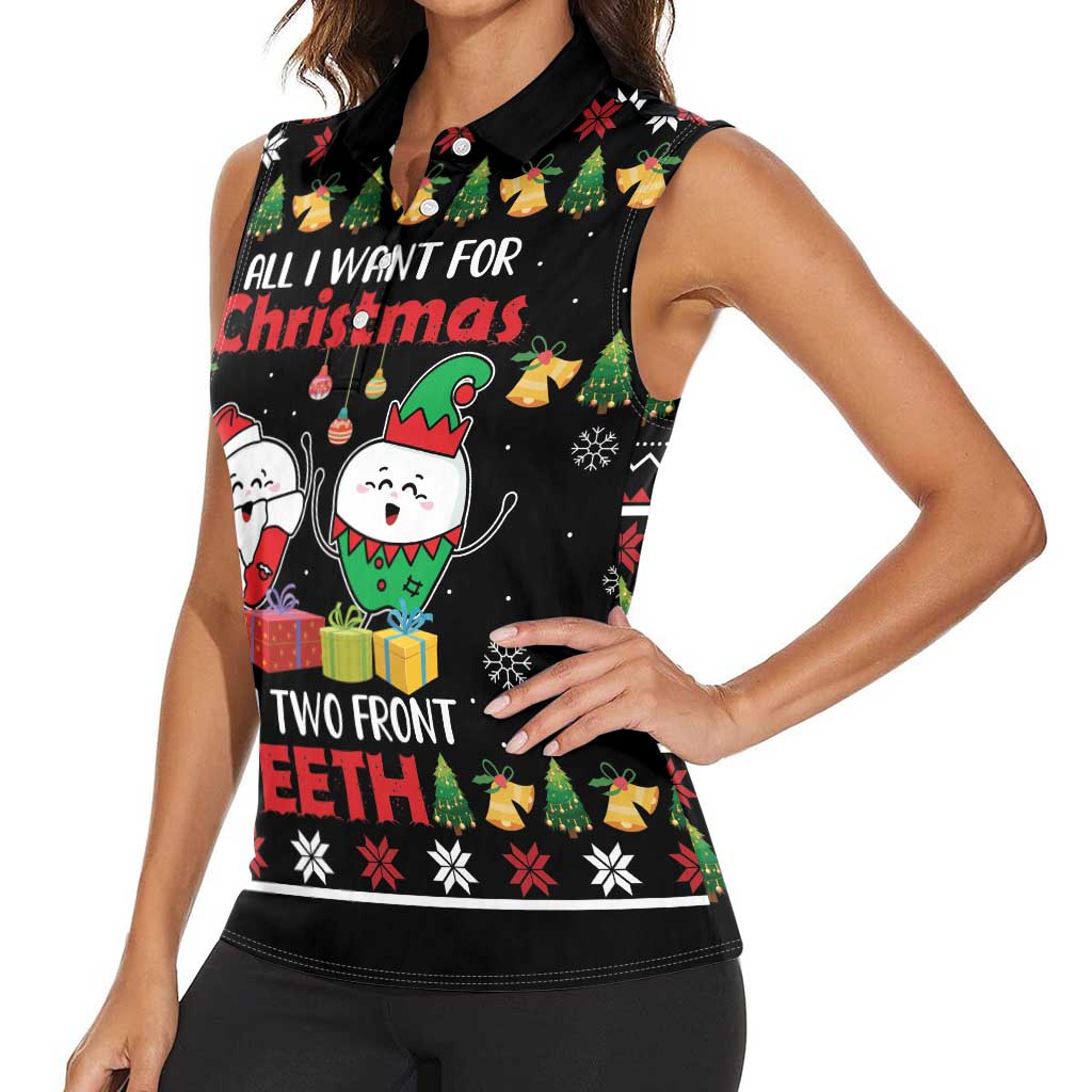 All I Want For Christmas Is My Two Front Teeth Women Sleeveless Polo Shirt DT04 - Wonder Print Shop