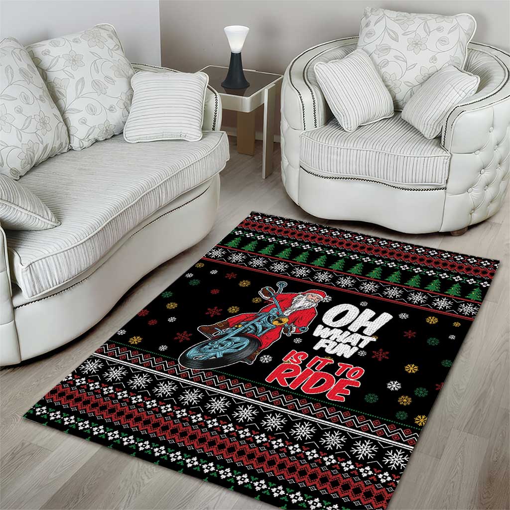 Santa And Motor Area Rug Santa Claus And Joy On A Motorcycle DT04 - Wonder Print Shop