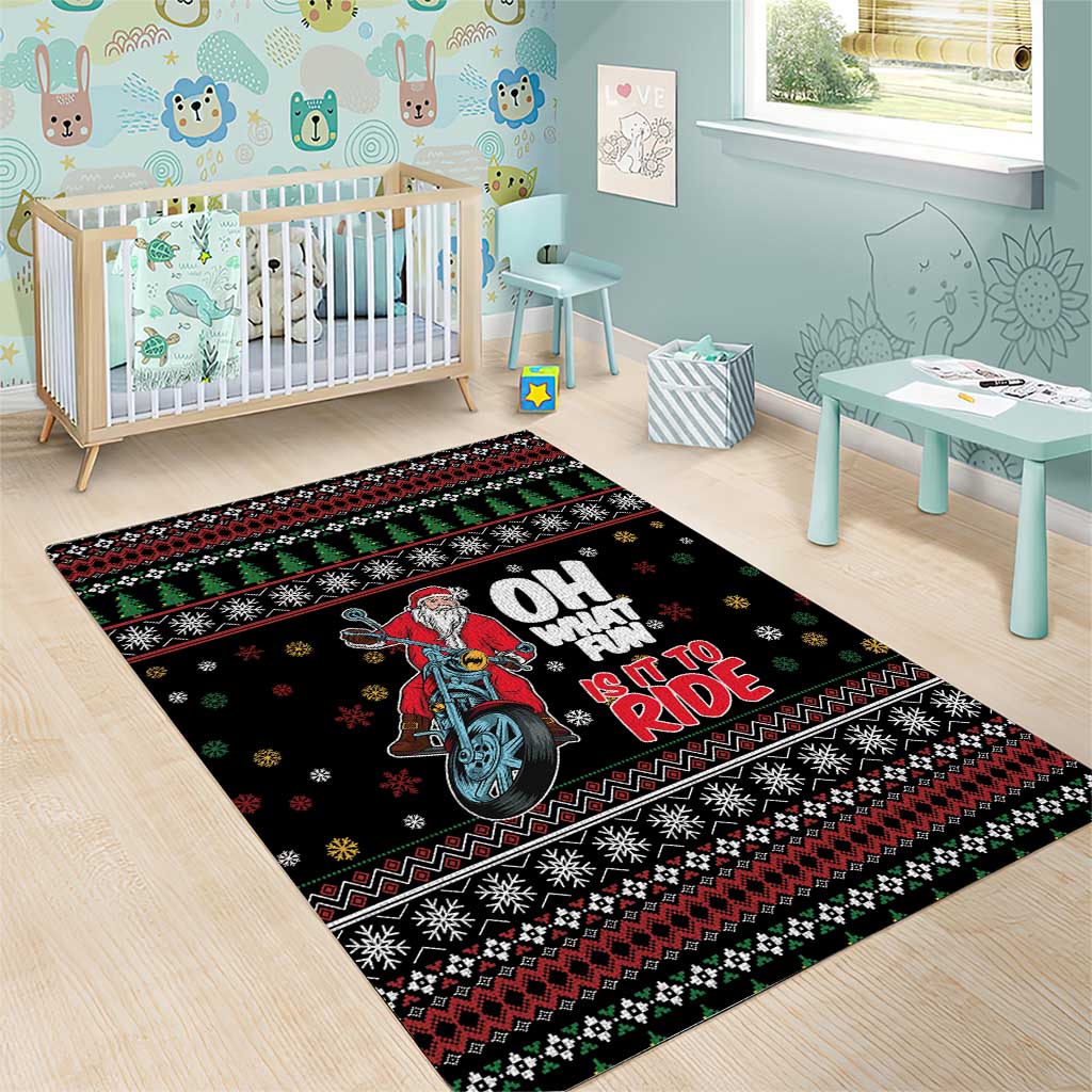 Santa And Motor Area Rug Santa Claus And Joy On A Motorcycle DT04 - Wonder Print Shop